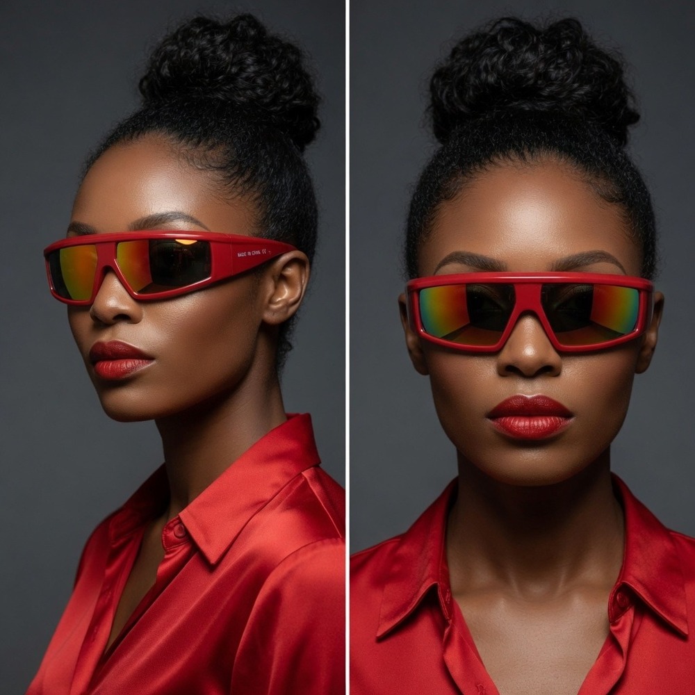 Red Mirrored Lens Women Shield Sunglasses Futuristic Sporty Fashion Trendy Gafas